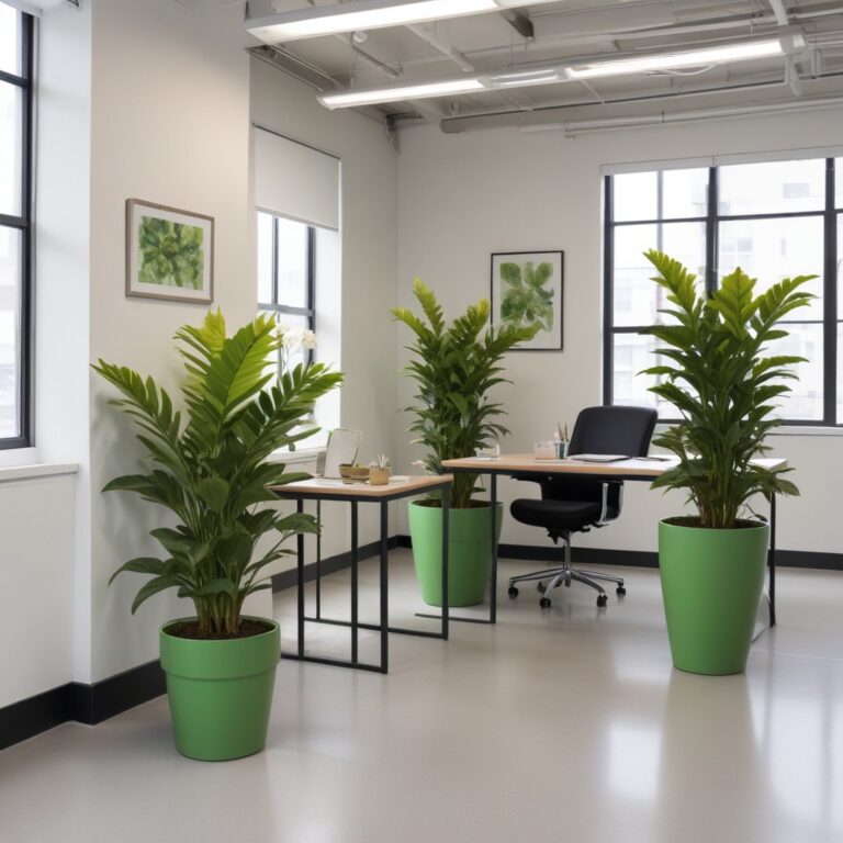 pikaso_texttoimage_office-space-with-green-3-flowers-in-pots